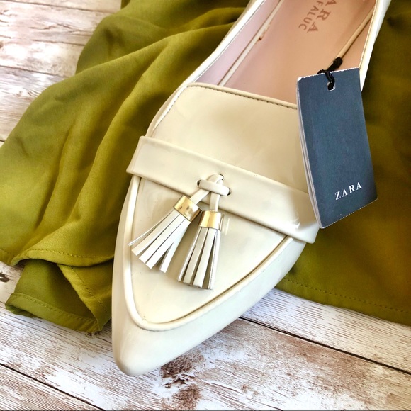 Zara Shoes - Zara White Patent Leather Loafers